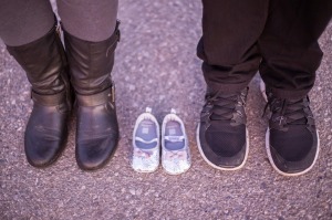 Three pairs of feet